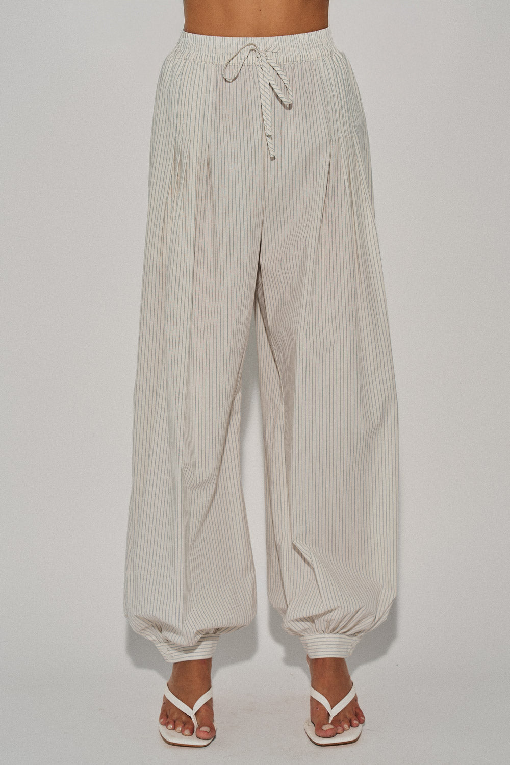 Jade Stripe Balloon Pants
