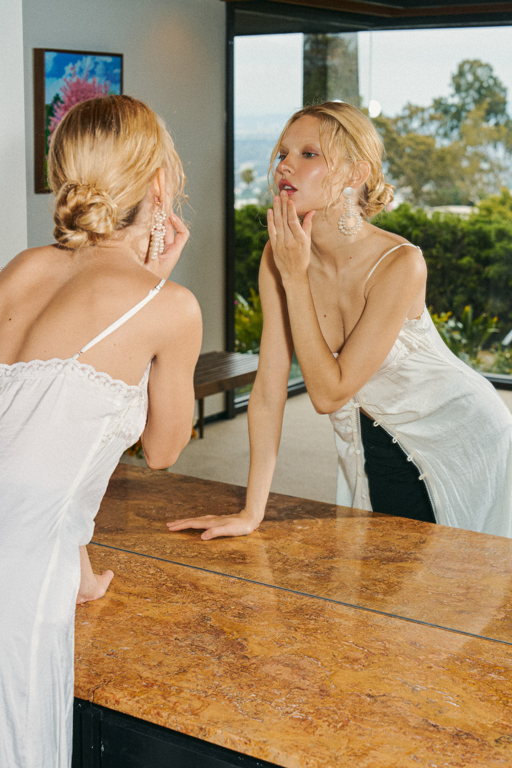 Celine Satin Lace Top