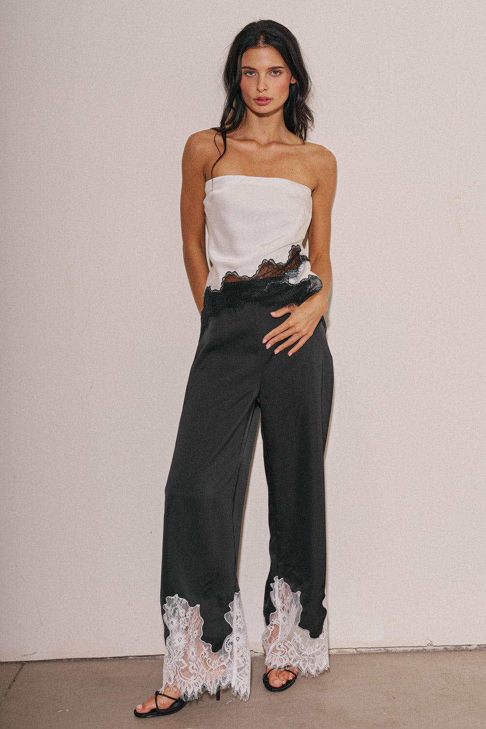 Alanna Satin Lace Tube Top