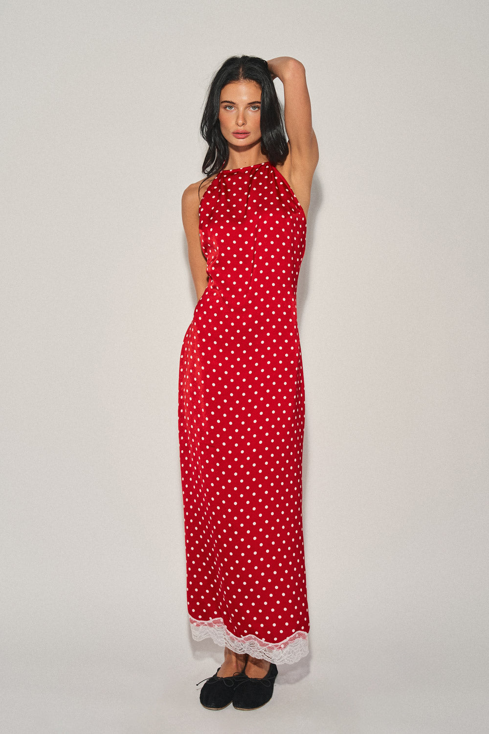 Nora Polka Dot Lace Maxi Dress