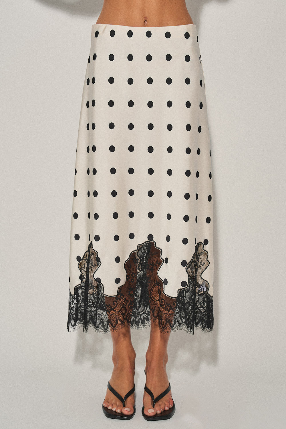 Alina Satin Polka Dot Lace Skirt