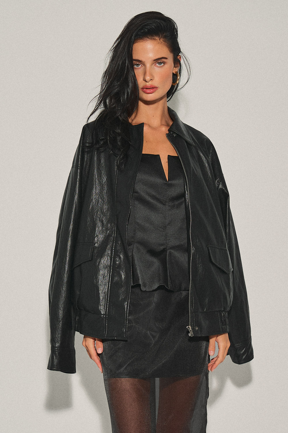 Mia Leather Bomber Jacket