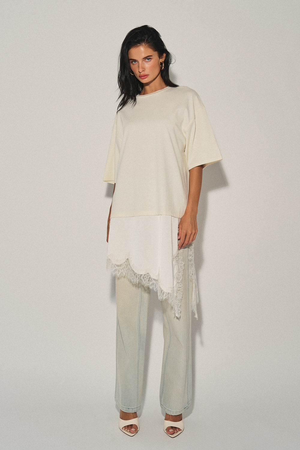 Maya Satin Lace Trim T-shirt