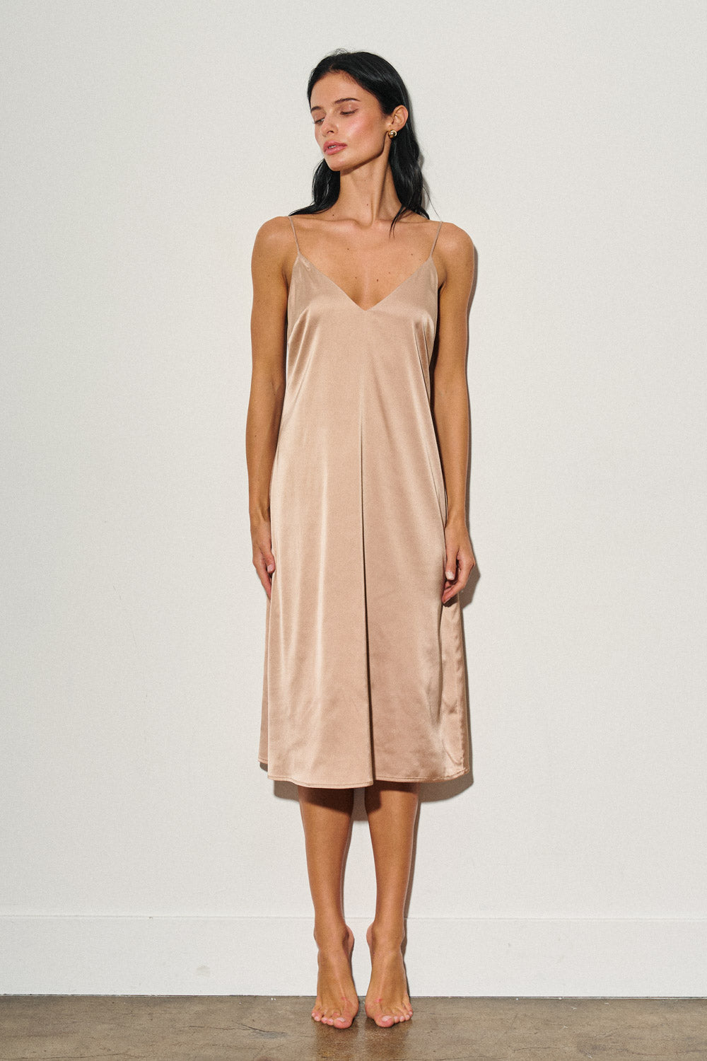 Ava Satin Midi Slip Dress