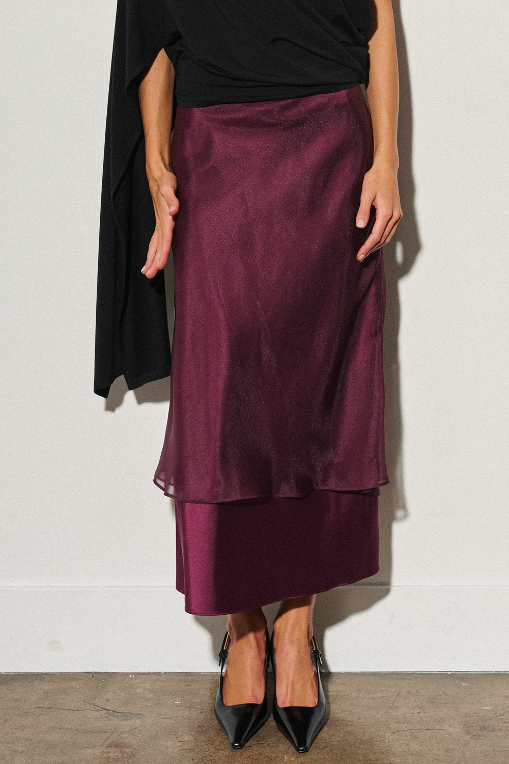 Sarah Layered Georgette Midi Skirt